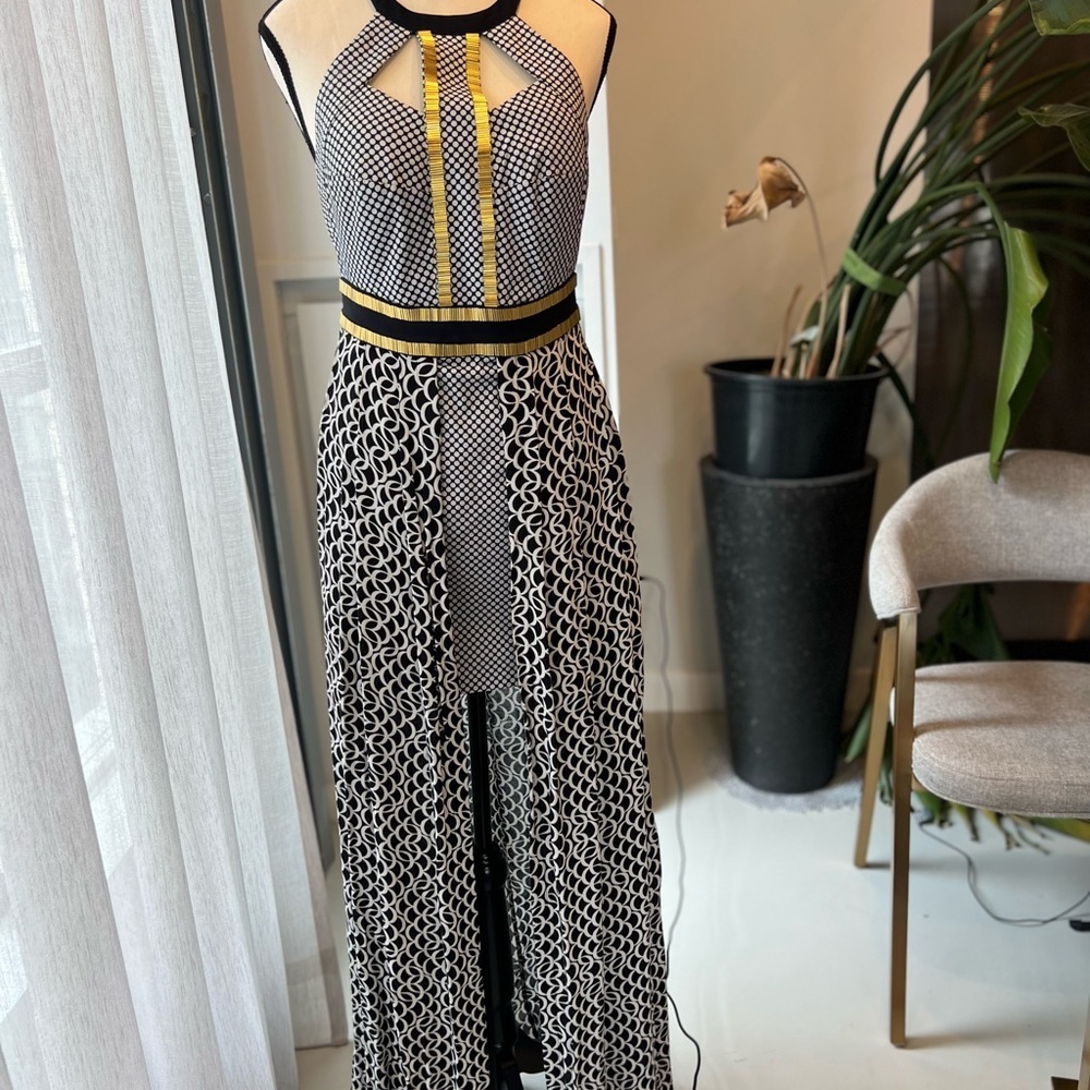 Sass and Bide MultI Layer Halter Dress with Gold detailing - Picture 2 of 11